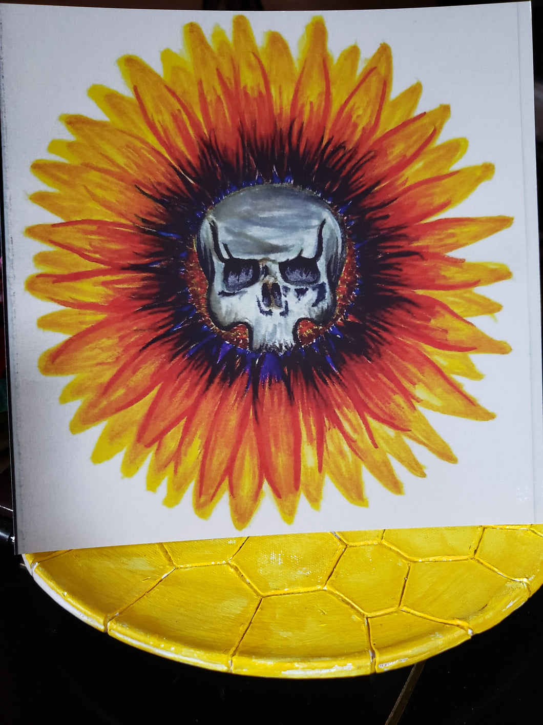 8x8 Fine Art Dark Sunflower Skull