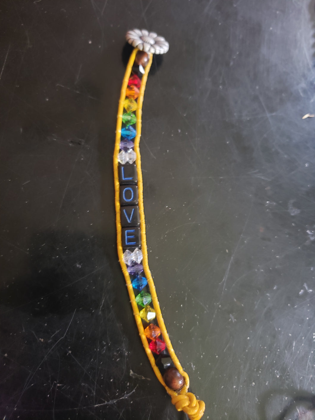 Rainbow LOVE bracelet (blue & yellow)
